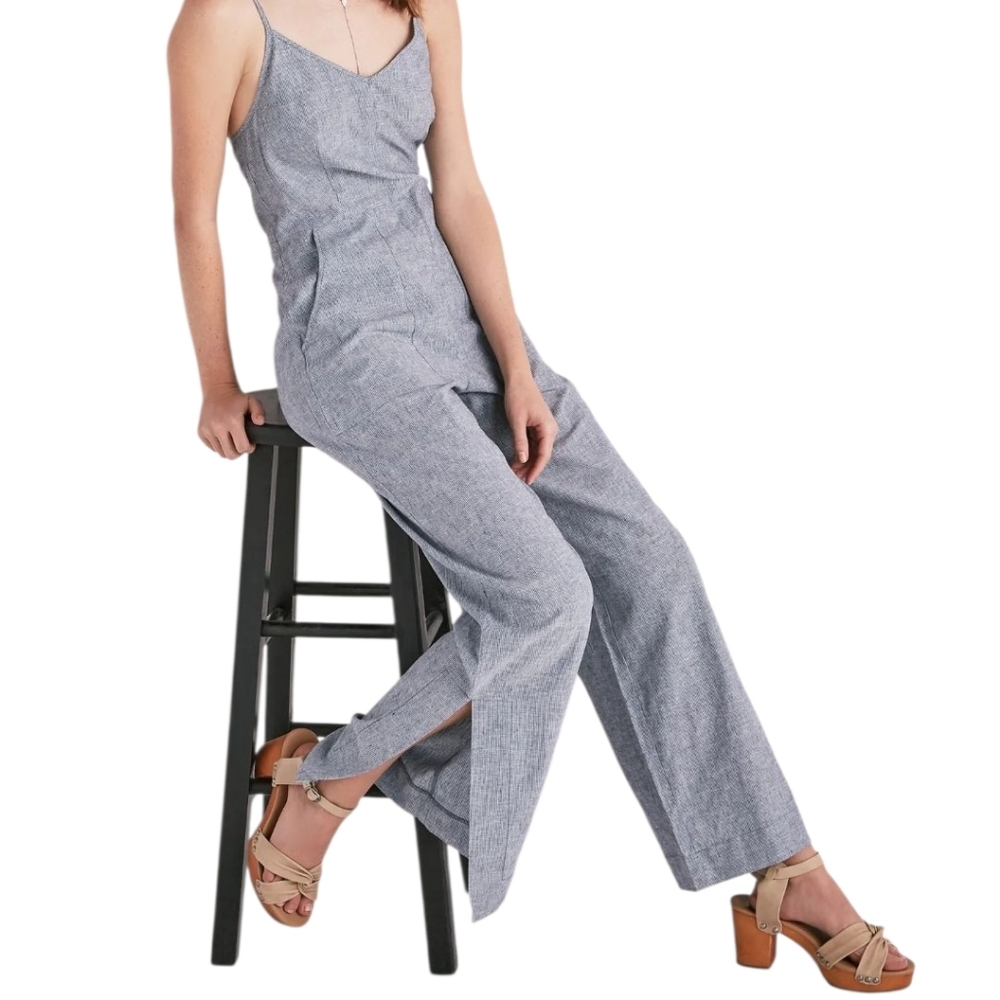 Lucky Brand Easy Stripe Jumpsuit Blue - Picture 3 of 6